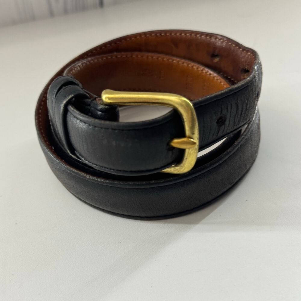 Vintage Coach Black Cowhide Leather Belt Made in USA Solid Brass Size 34